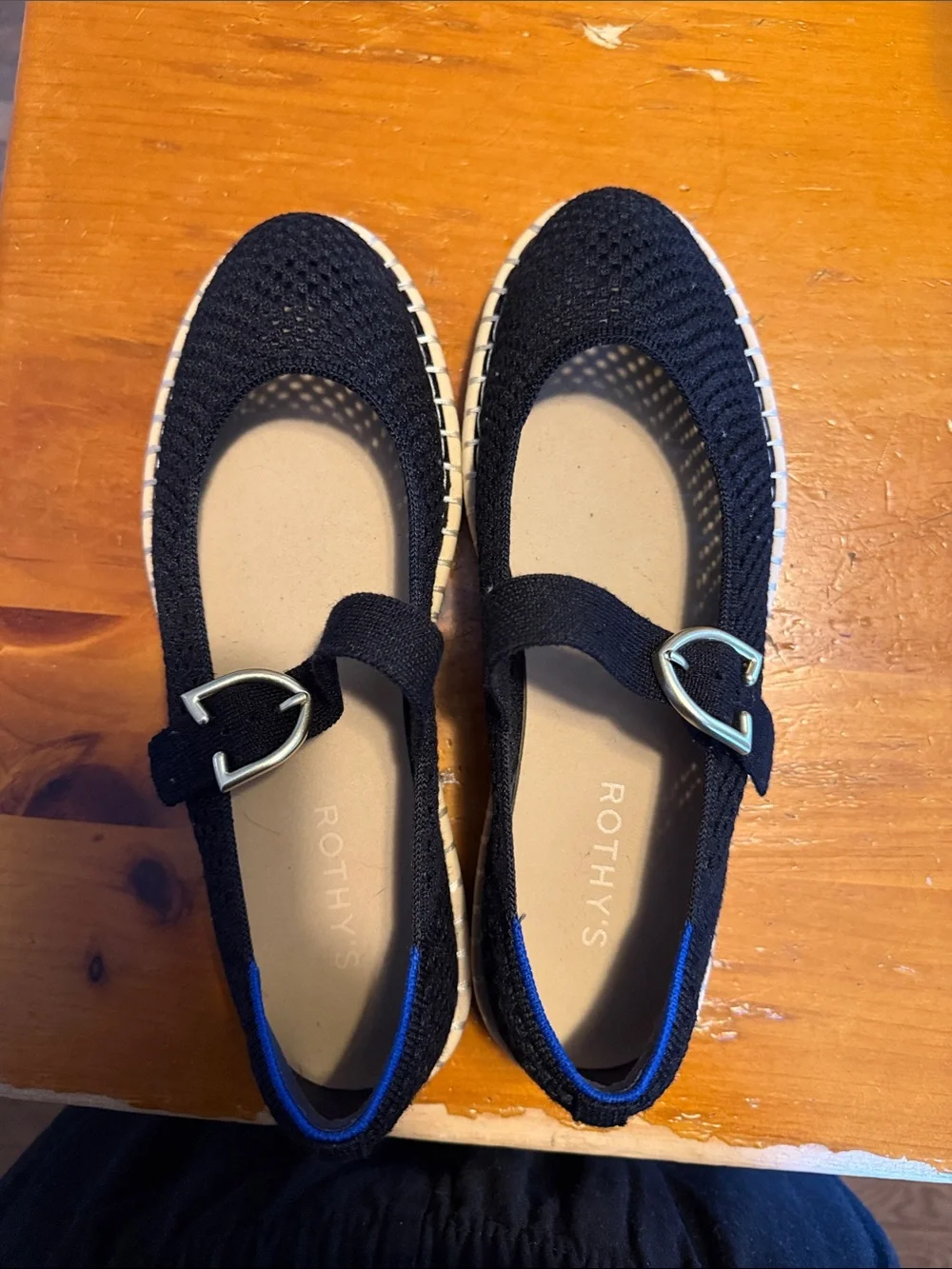 Rothy's Black espadrille mary jane flats size 9 never worn